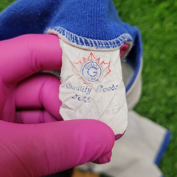 VTG 90s Cropped T-Shirt XL Boxy Fit 25" Lg Ringer Embroidered Canada 80s - Picture 5 of 5